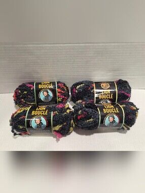 Lion Brand Boucle Licorice Yarn Lot Of 4 Skeins